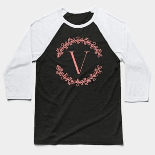 Pink Monogram Letter V Baseball T-Shirt